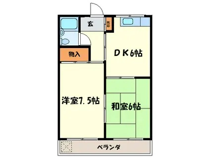 ふじコーポ(2DK/2階)の間取り写真
