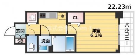 プレサンス北浜パレス(1K/8階)の間取り写真