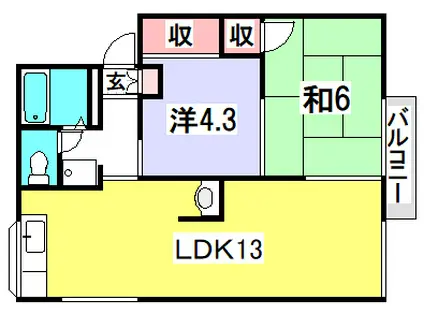 新田ハイツA棟(1SLDK/1階)の間取り写真