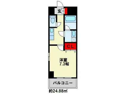 U-BASIC REEF 三萩野(1K/4階)の間取り写真