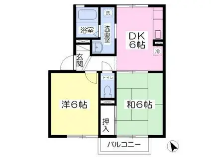 リバーサイド・アイルC(2DK/2階)の間取り写真