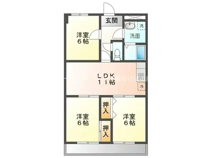 フィオーレ田中(3LDK/4階)の間取り写真