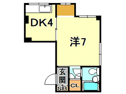 有持ビル(1DK/4階)の間取り写真