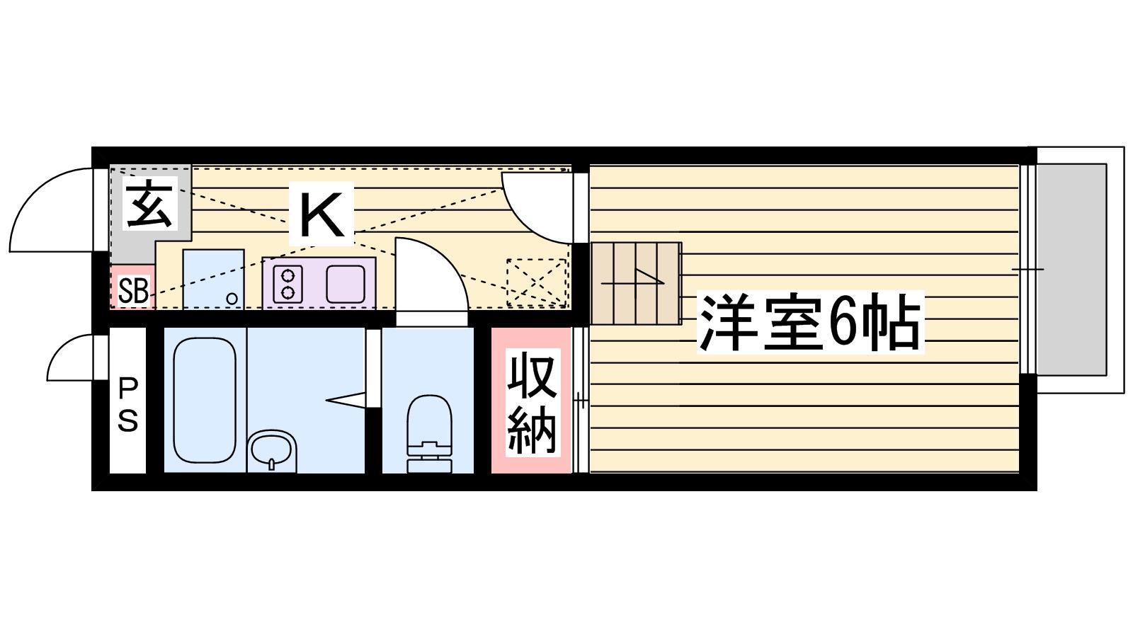 レオパレスサンライト(1K/2階)の間取り写真
