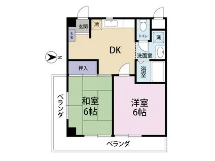 ミユキハイツ(2DK/3階)の間取り写真