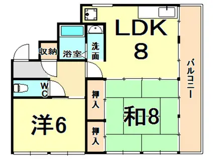 豊田マンション(2LDK/2階)の間取り写真