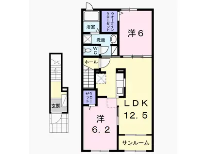 ローズマリーB(2LDK/2階)の間取り写真