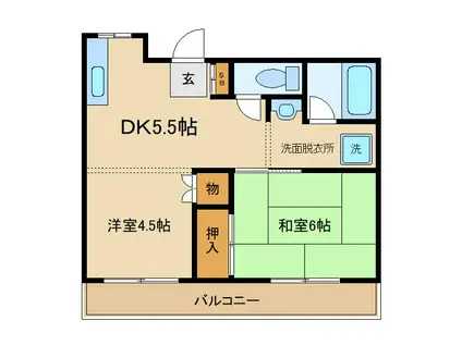 ロイヤルシティ夢見ヶ崎(2DK/3階)の間取り写真