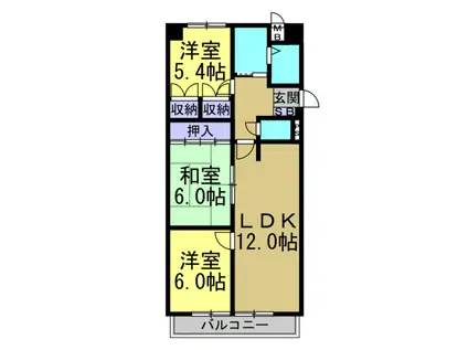ピボットマンション八幡(3LDK/3階)の間取り写真
