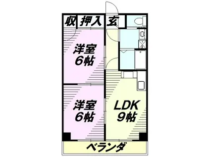 シンセカンドビル(2LDK/4階)の間取り写真