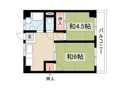 第二川島ビル(2K/2階)の間取り写真