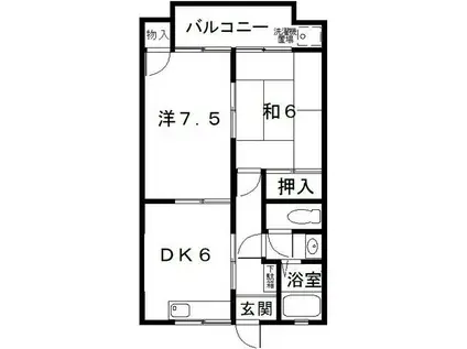 鴻ノ巣ハイツ(2DK/1階)の間取り写真