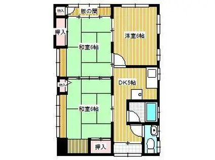 長浜アパート(3DK/2階)の間取り写真