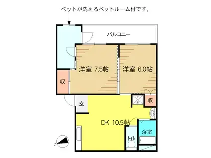 セゾン・ボニータ(2DK/2階)の間取り写真