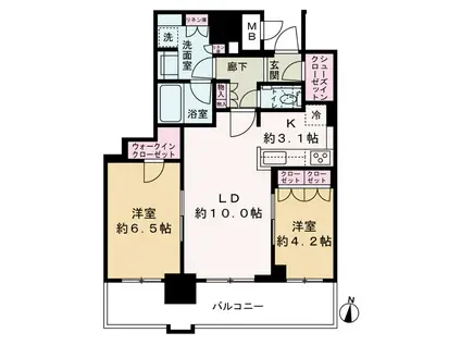 ブランズタワー梅田ノース(2LDK/9階)の間取り写真