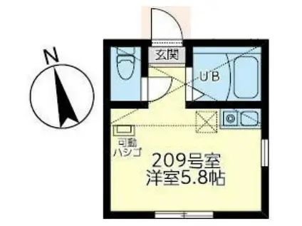 さくら小島新田(ワンルーム/2階)の間取り写真