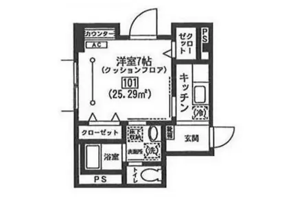 東京メトロ有楽町線 千川駅 徒歩5分 3階建 築14年(1K/1階)の間取り写真
