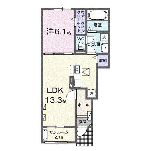 エクスオーシャン(1LDK/1階)の間取り写真