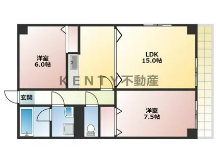 アパートメントカヤ(2LDK/2階)の間取り写真
