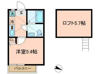 ココハイム鶴見(1K/3階)の間取り写真