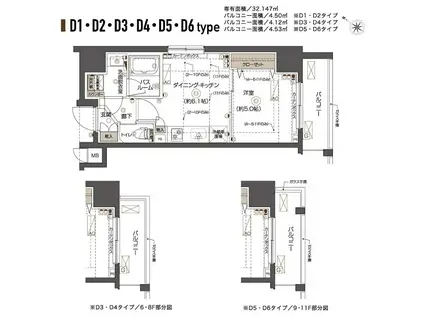 ZOOM西五反田(1DK/6階)の間取り写真