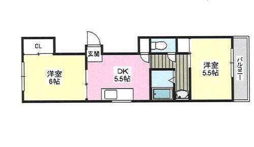 上穂ハイツ(2DK/2階)の間取り写真