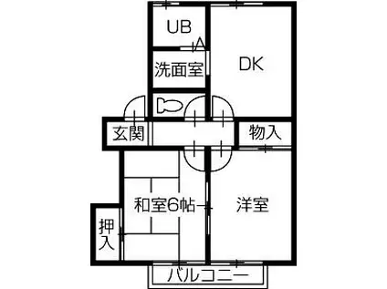 グランコート美野(2DK/2階)の間取り写真