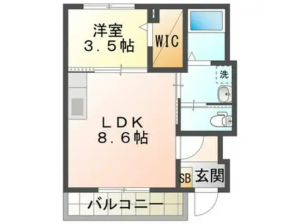 ディアコート 川越(1LDK/1階)の間取り写真