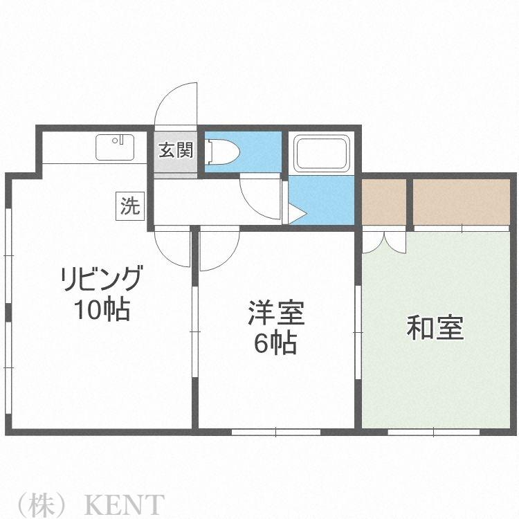 コーポ晶子館(2LDK/4階)の間取り写真
