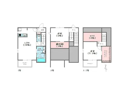 アイミィファミリア(2LDK/1階)の間取り写真
