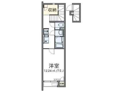 ウイング(1K/2階)の間取り写真