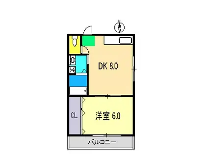 コーキコーポ(1DK/2階)の間取り写真