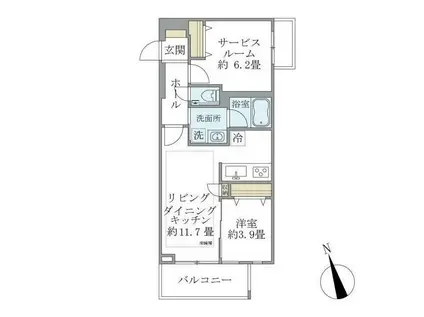 カールスルーエ吉祥寺(1SLDK/1階)の間取り写真