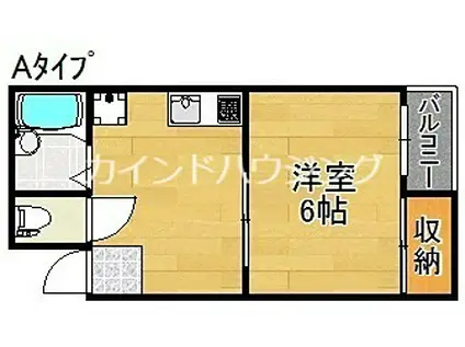 ウィングバンハイム(1DK/4階)の間取り写真