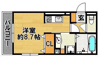 ラポール三輪(ワンルーム/2階)の間取り写真