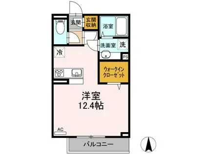 D-ROOMサンケン(ワンルーム/1階)の間取り写真
