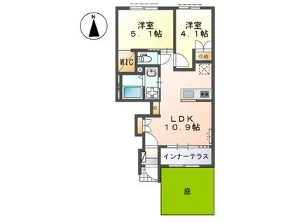 大治町砂子尾崎アパート(2LDK/1階)の間取り写真