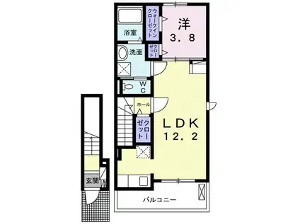 ホワイトウェイブ(1LDK/2階)の間取り写真