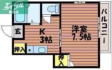 サンライズ吉備津C棟(1K/1階)の間取り写真