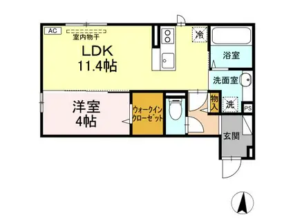 RESUA篠田(1LDK/2階)の間取り写真