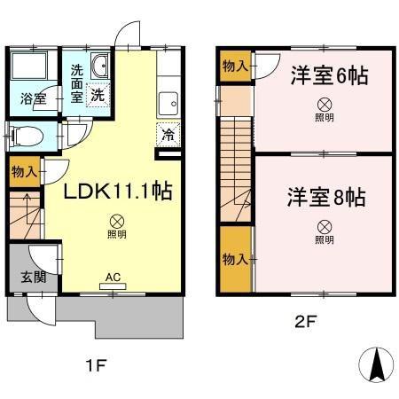 ファミーユロータス(2LDK/2階)の間取り写真