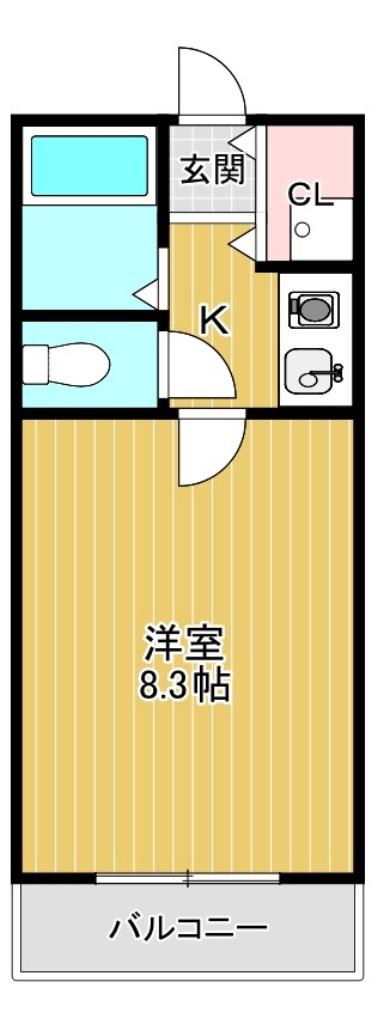 パインヒルII(1K/6階)の間取り写真