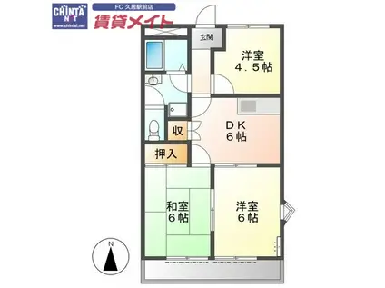 ウイングパレス(3DK/1階)の間取り写真