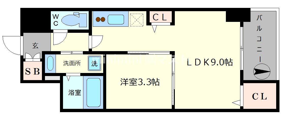 セレニテ本町グランデ(1LDK/7階)の間取り写真