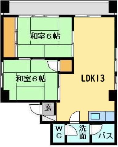 三翠ビル(2LDK/4階)の間取り写真