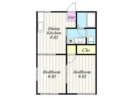 エコーハイツ(2DK/2階)の間取り写真