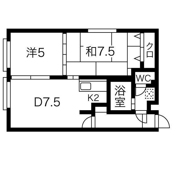 タクニヴァス(2DK/4階)の間取り写真