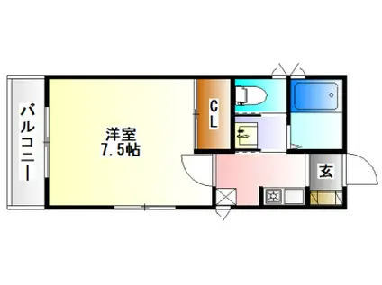 アクシス三田屋敷町(1K/1階)の間取り写真