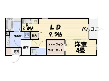 セントポーリア荒田(1LDK/2階)の間取り写真