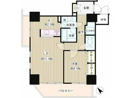 トレステージ目黒(1LDK/5階)の間取り写真